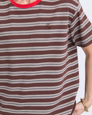 Foxwood Cali Stripe Tee Brown/Red, Styled view | AAAG