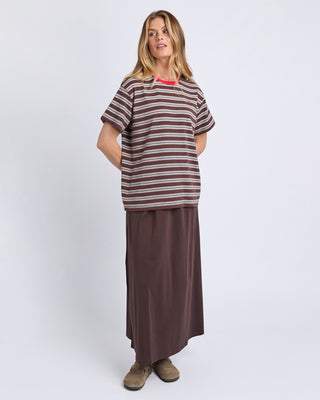 Foxwood Cali Stripe Tee Brown/Red, Full length | AAAG