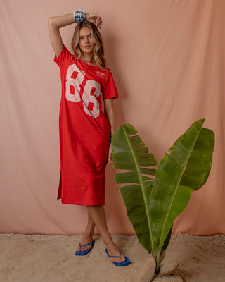 Foxwood Eight Six Dress Red, styled front view | AAAG