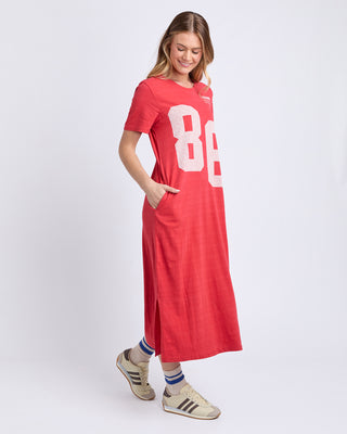 Foxwood Eight Six Dress Red, side view with pocket | AAAG