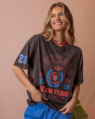 Foxwood Athletica Tee Washed Black, Front view | AAAG