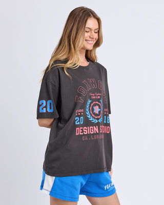 Foxwood Athletica Tee Washed Black, Styled view | AAAG
