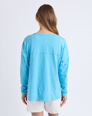 Foxwood Jayne Throw on Top Baltic Blue, Side split detail | AAAG
