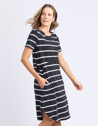 Bay Stripe Dress - Black/White Stripe