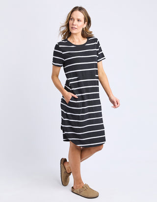Bay Stripe Dress - Black/White Stripe