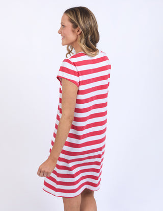 Signature Stripe Tee Dress - Cayenne/White Stripe