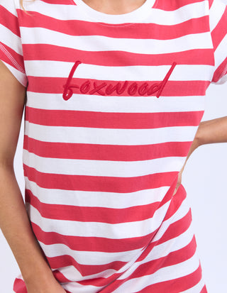 Signature Stripe Tee Dress - Cayenne/White Stripe