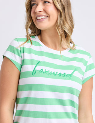 Signature Stripe Tee Dress - Irish Green/White Stripe