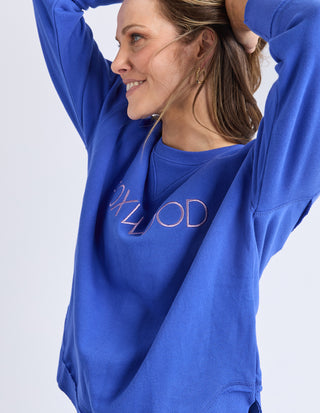 Simplified Metallic Sweatshirt - Blue With Lilac Logo
