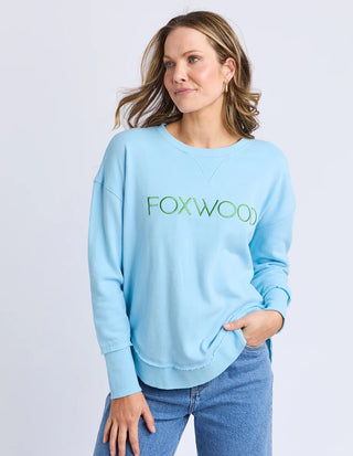 Simplified Metallic Sweatshirt - Light Blue With Lime