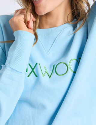 Simplified Metallic Sweatshirt - Light Blue With Lime