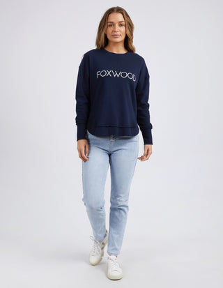 Simplified Metallic Sweatshirt - Navy