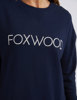 Simplified Metallic Sweatshirt - Navy