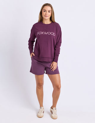 Simplified Metallic Sweatshirt - Plum
