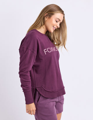 Simplified Metallic Sweatshirt - Plum