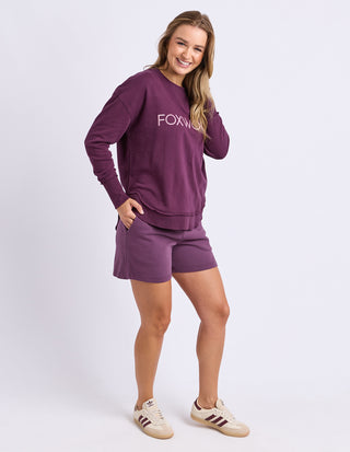 Simplified Metallic Sweatshirt - Plum
