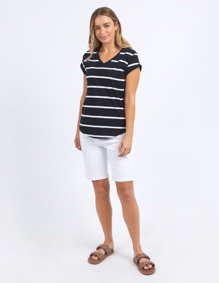 Manly Vee T-Shirt - Navy Stripe