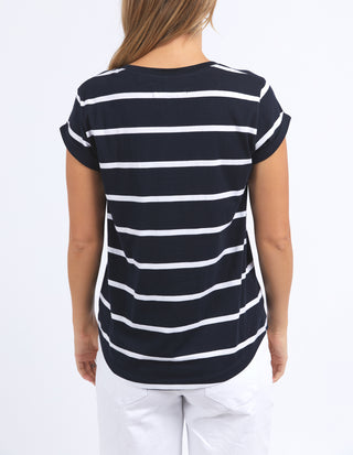 Manly Vee T-Shirt - Navy Stripe