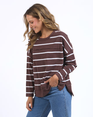 Jayne Stripe Throw On Top - Chocolate