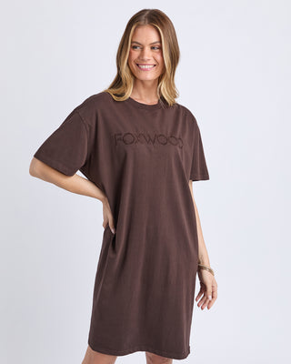 Foxwood Simplified Tee Dress Coffee, Side view | AAAG