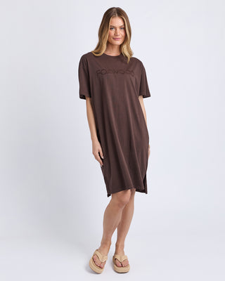 Foxwood Simplified Tee Dress Coffee, Front view | AAAG