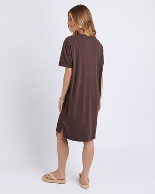 Foxwood Simplified Tee Dress Coffee, Back view | AAAG