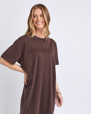 Foxwood Simplified Tee Dress Coffee, Detail view | AAAG