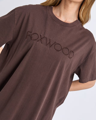Foxwood Simplified Tee Dress Coffee, Styled view | AAAG