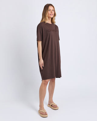 Foxwood Simplified Tee Dress Coffee, Full length | AAAG