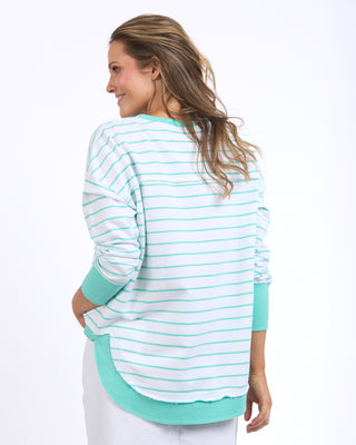 Simplified Striped Crew - Neon Mint