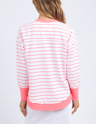 Simplified Striped Crew - Neon Pink