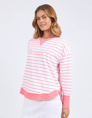 Simplified Striped Crew - Neon Pink