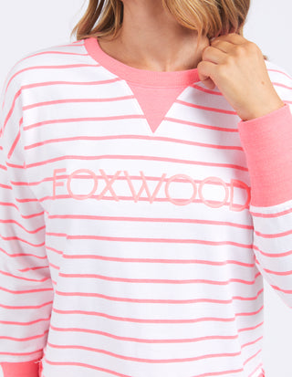 Simplified Striped Crew - Neon Pink
