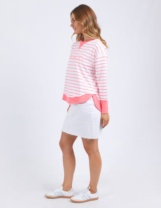 Simplified Striped Crew - Neon Pink