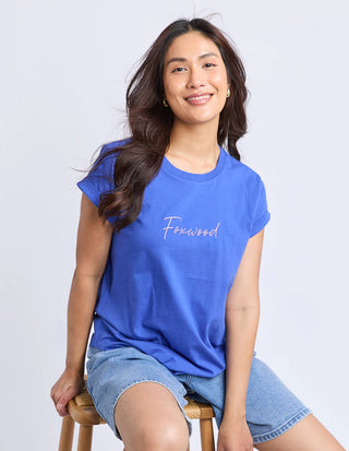 Signature Contrast Tee - Blue With Lilac