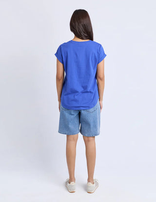 Signature Contrast Tee - Blue With Lilac