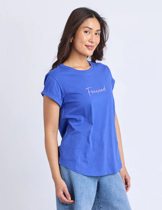 Signature Contrast Tee - Blue With Lilac