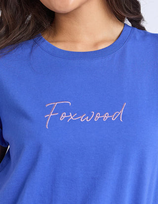 Signature Contrast Tee - Blue With Lilac