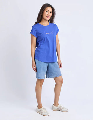 Signature Contrast Tee - Blue With Lilac