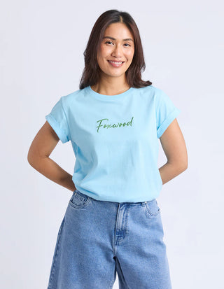 Signature Contrast Tee - Light Blue With Lime