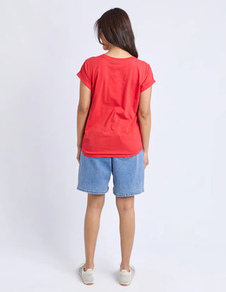 Signature Contrast Tee - Red With Peach