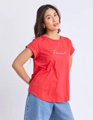 Signature Contrast Tee - Red With Peach