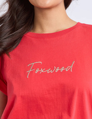 Signature Contrast Tee - Red With Peach