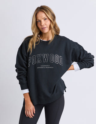 Metallic Interval Crew - Black With Silver