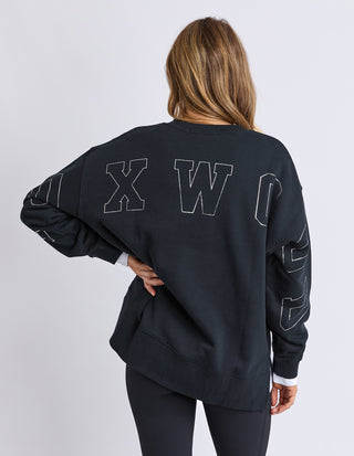 Metallic Interval Crew - Black With Silver