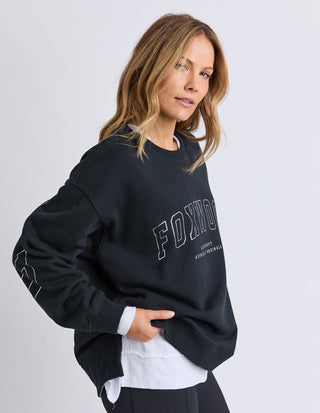 Metallic Interval Crew - Black With Silver