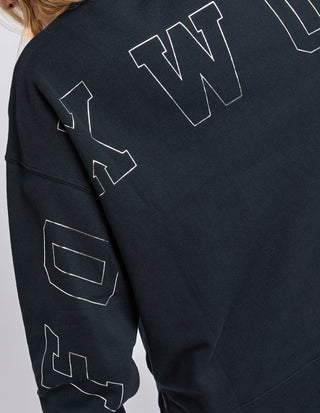 Metallic Interval Crew - Black With Silver