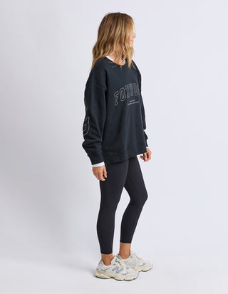 Metallic Interval Crew - Black With Silver