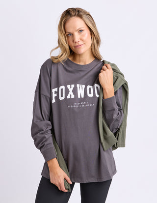 Interval Long Sleeve Tee - Charcoal With White