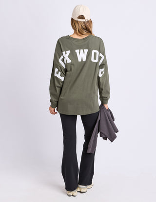 Interval Long Sleeve Tee - Khaki With White